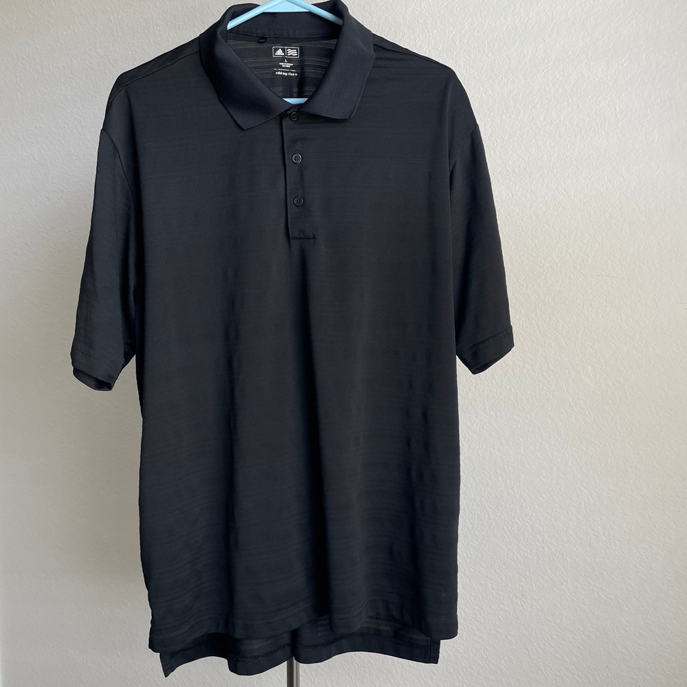 Adidas Golf Lightweight Collared Black Polo Men's Large Shirt